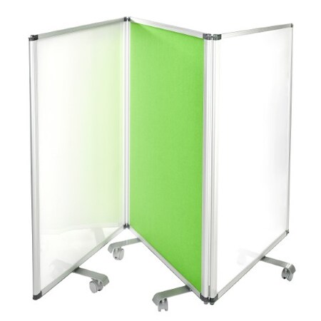 Adiroffice Portable Double-Sided 3 Panel Mobile White Board and Flannel Partition ADI693-45-32-GRN